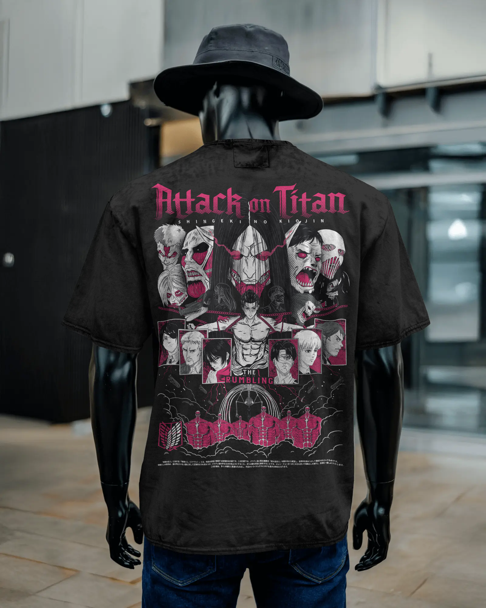 Attack on Titan the rumbling Black washed oversized T-shirt