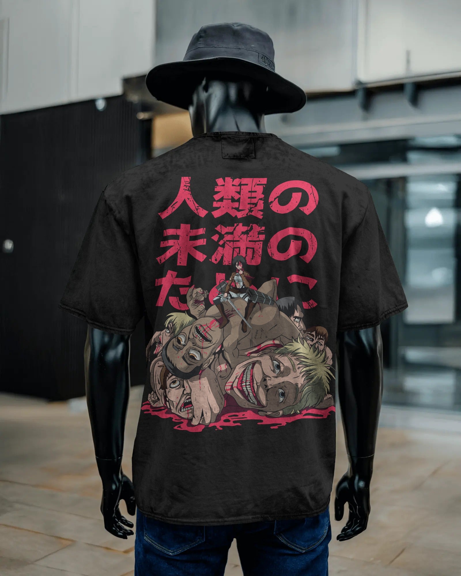 Attack on Titan Mikasa Black washed  oversized T-shirt