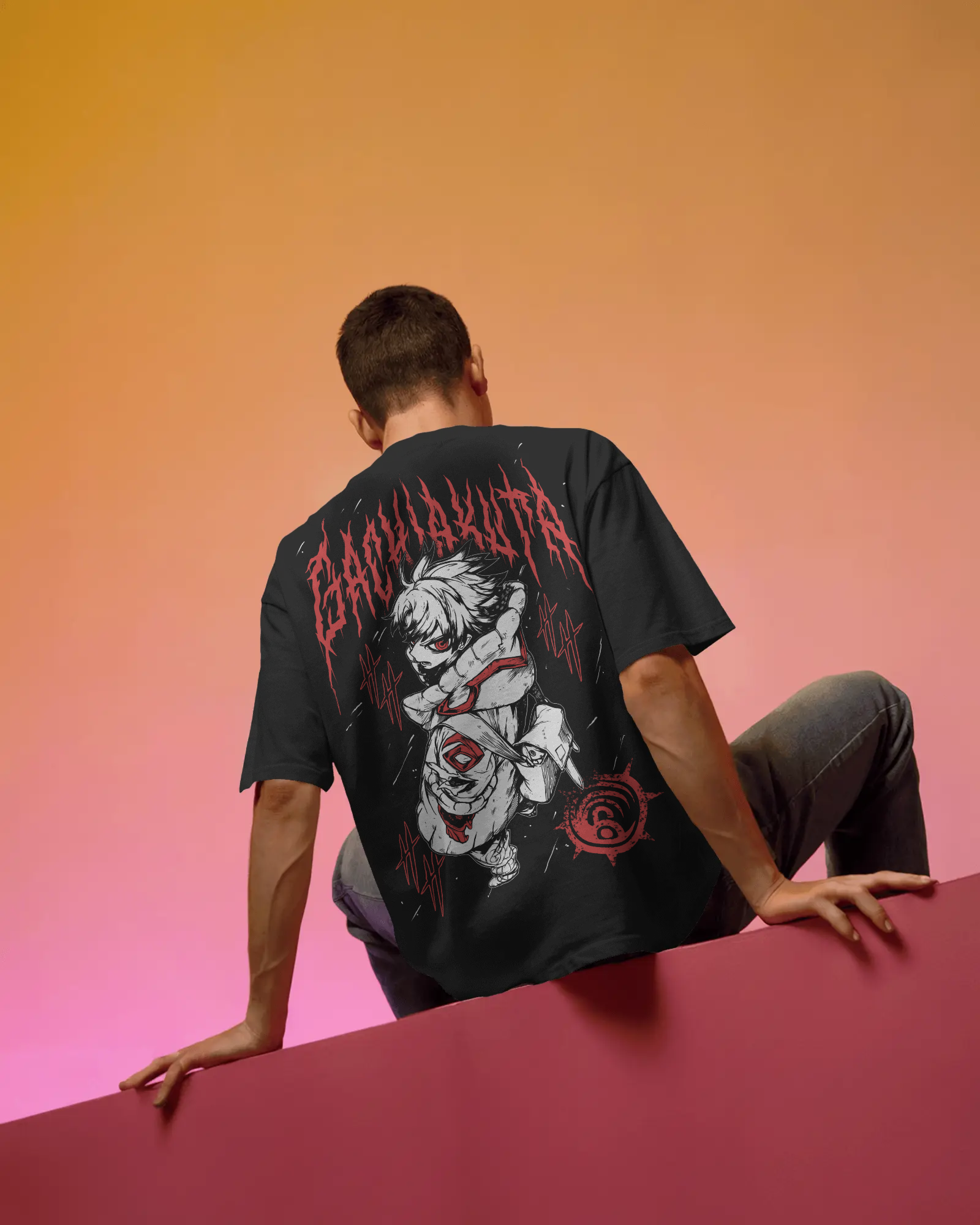 Gachiakuta Rudo EX Black washed  oversized T-shirt