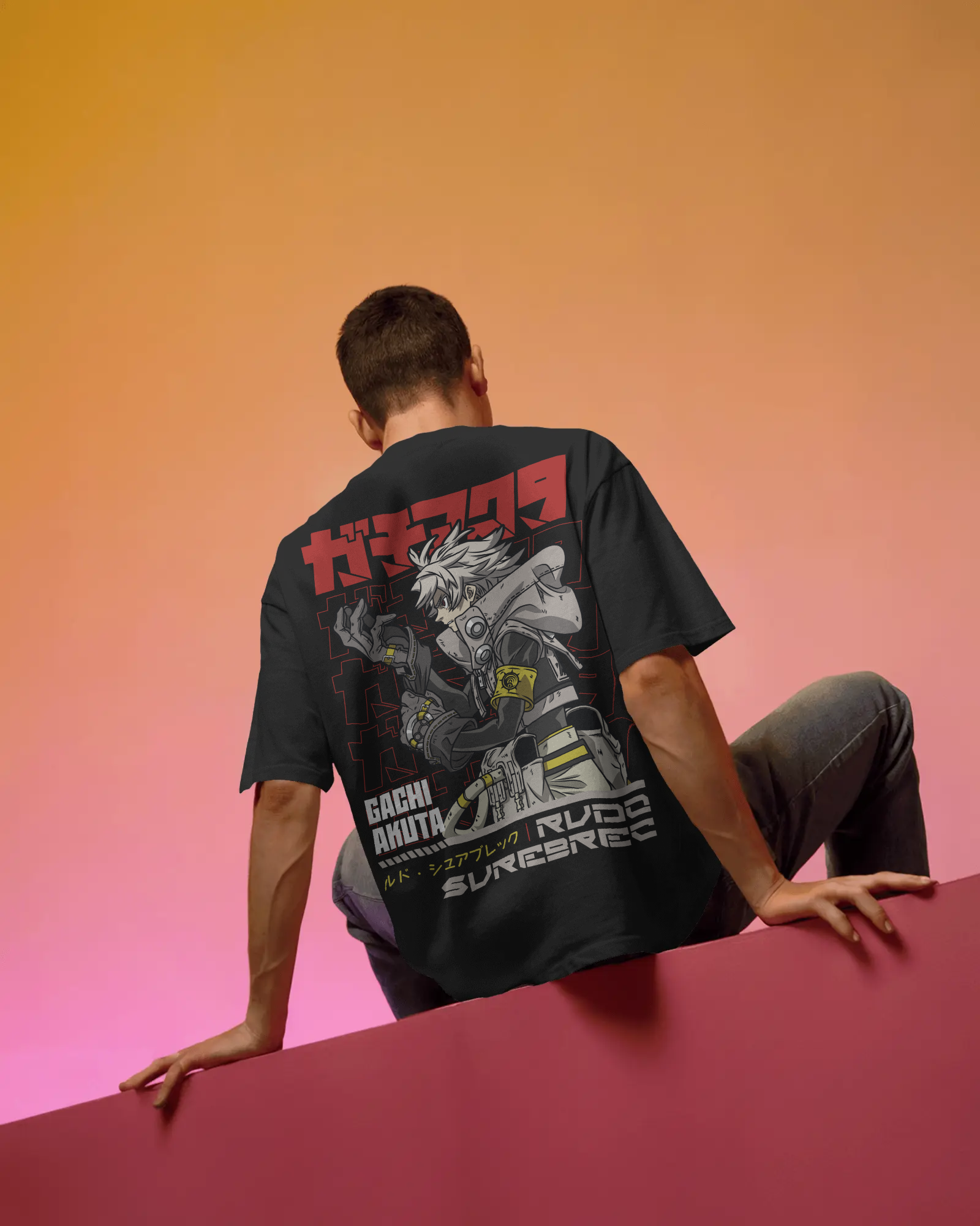 Gachiakuta Rudo Black washed  oversized T-shirt