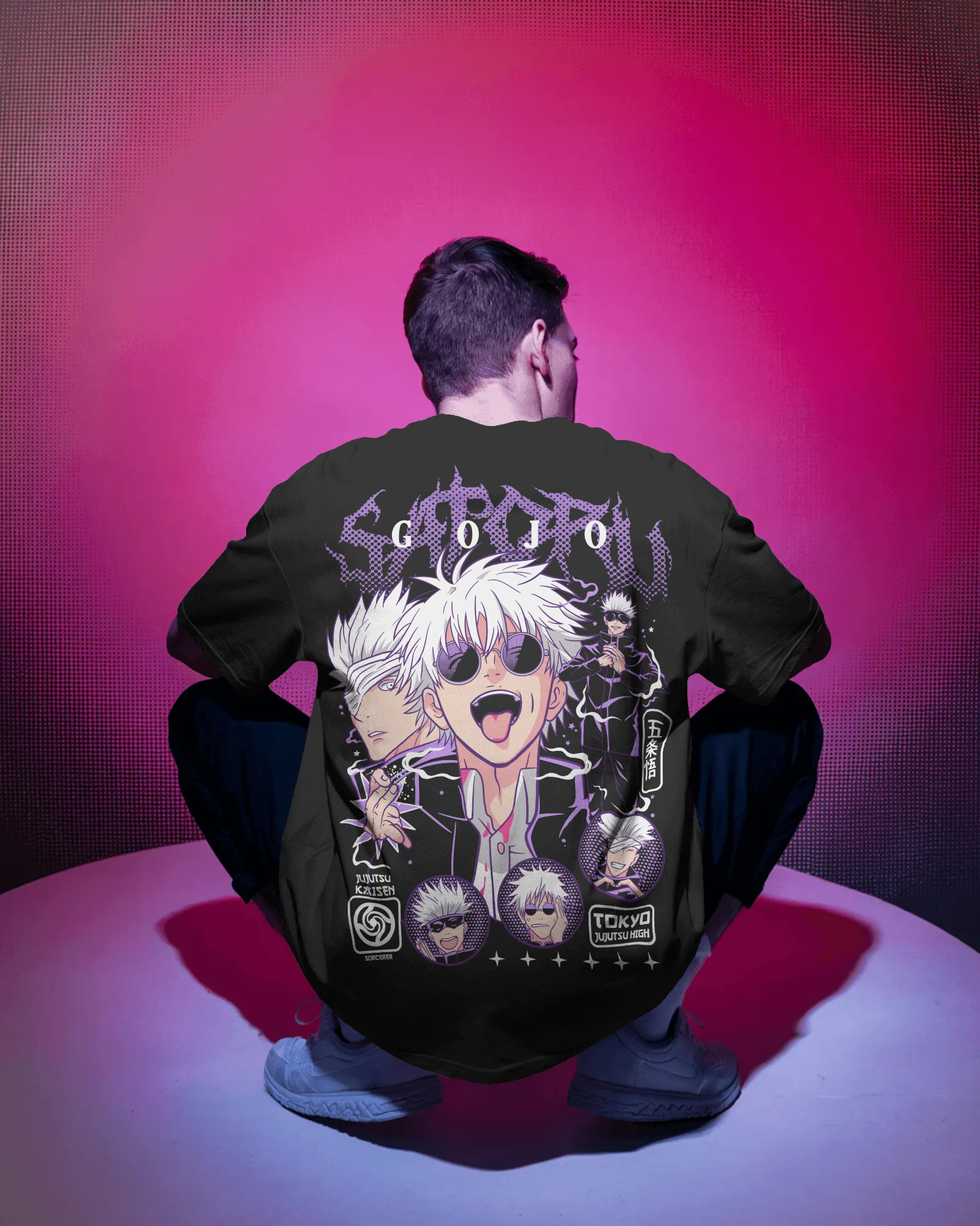 Jujutsu Kaisen Gojo Black washed oversized T-shirt
