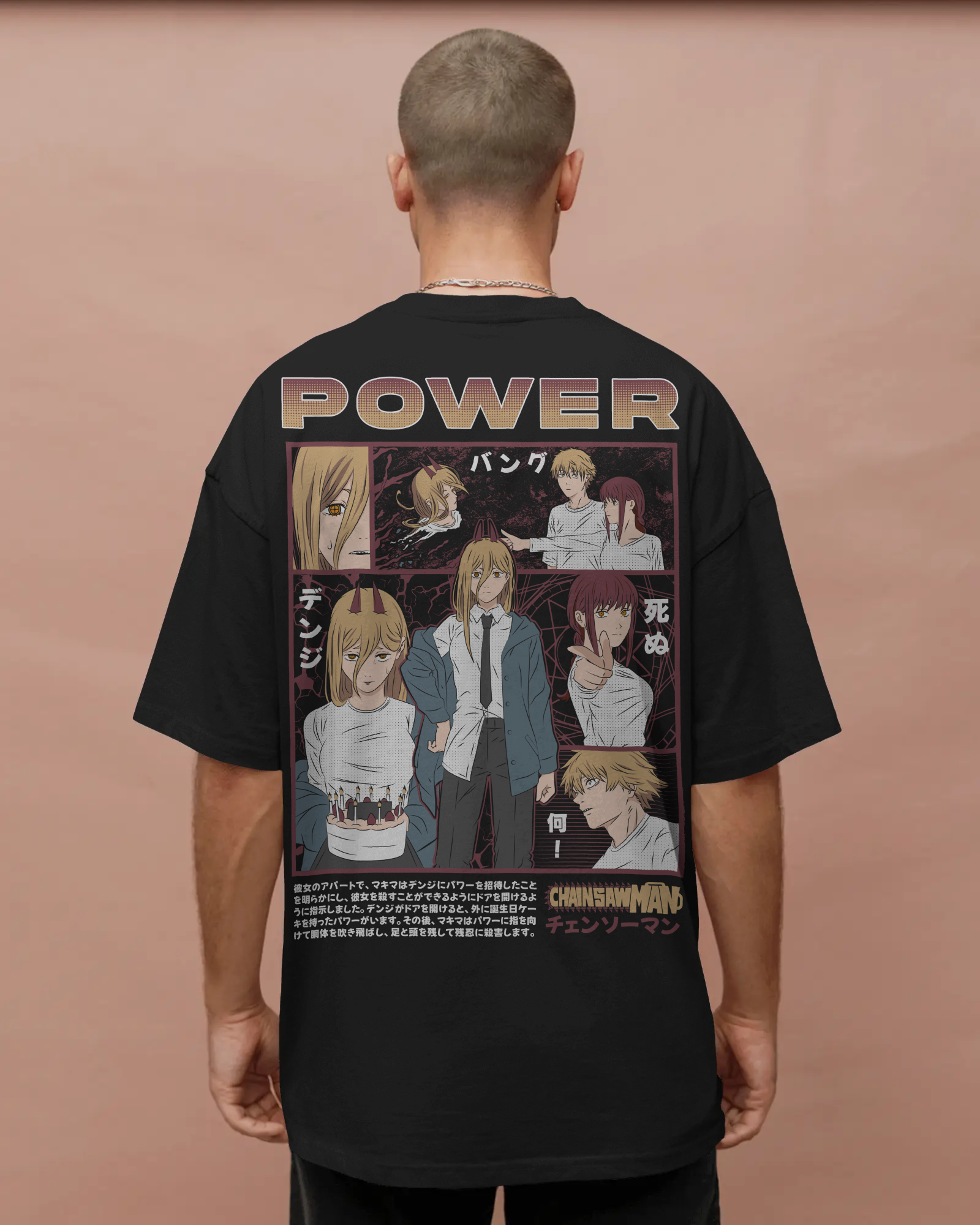 Chainsaw Man Power Black washed oversized T-shirt