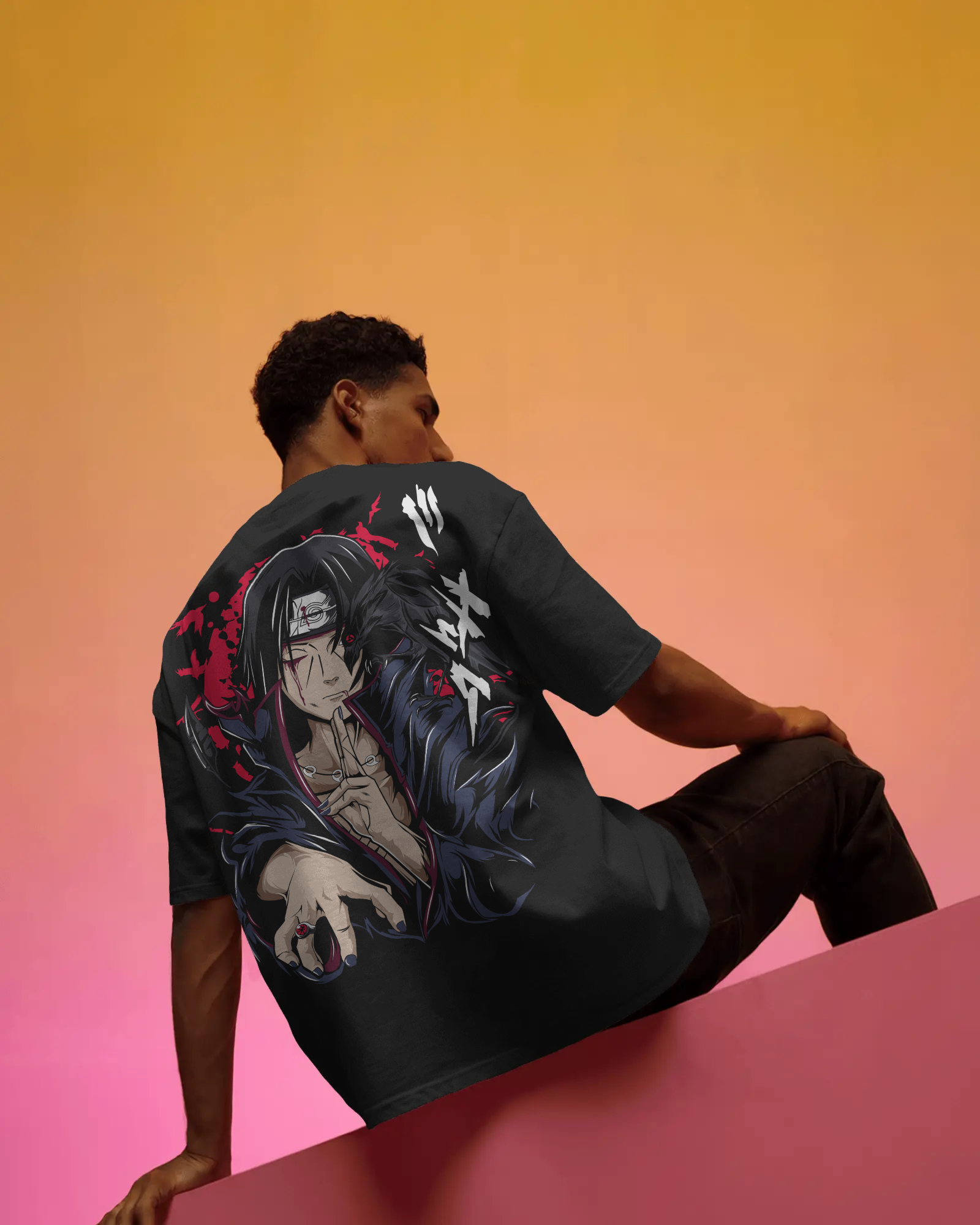 Naruto Itachi EX Black washed oversized T-shirt